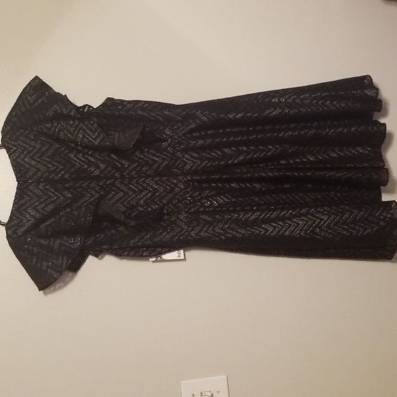 NWT Kensie Black Flutter Chevron Fit and Flare Cocktail Dress Size 8 - Picture 7 of 8
